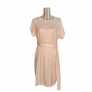 SHEIN Belted Striped Dress with Batwing Sleeves